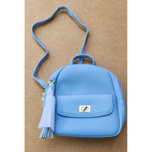 Pierre Loues PU Leather Crossbody Baby Blue Bag Backpack - Picture 7 of 10